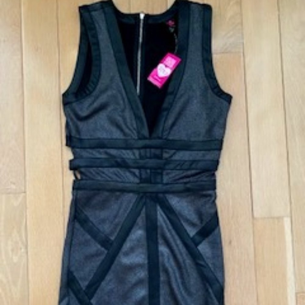 Windsor Black Faux Leather Trip Dress